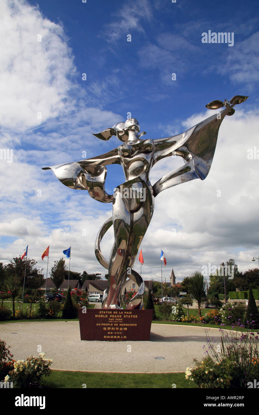 The World Peace Statue, Grandcamp Maisy, Normandy, France Stock Photo