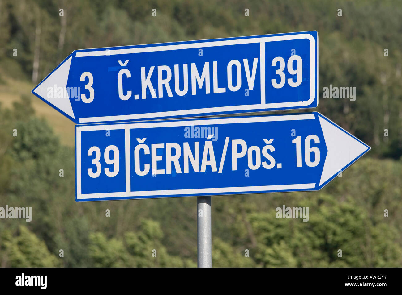 Signpost, Cesky Krumlov, South Bohemian Region, Czech Republic Stock Photo