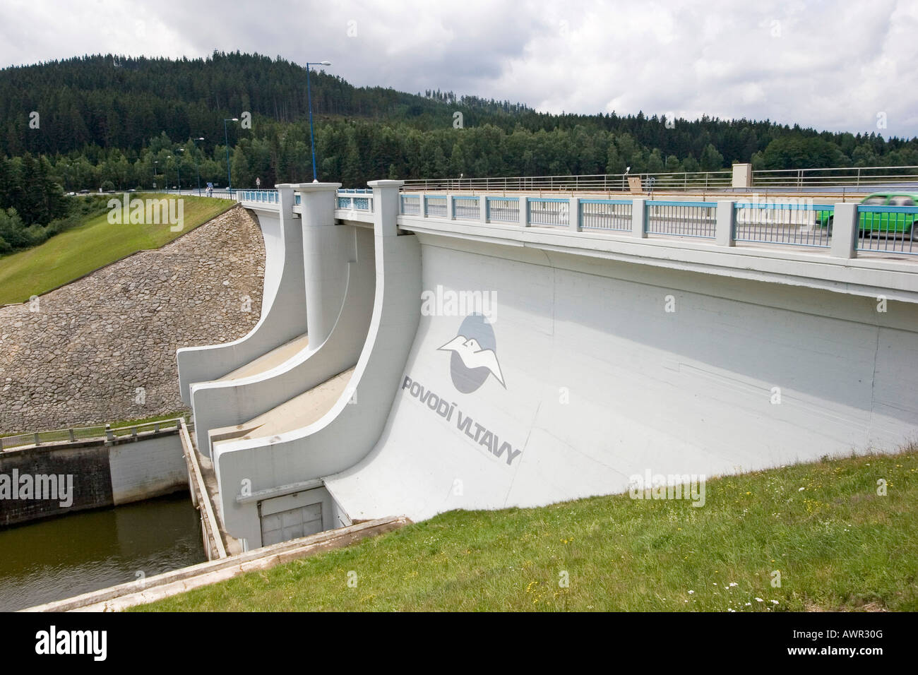 Retaining wall, Lipno Dam, Lipensko, South Bohemian Region, Czech Republic Stock Photo
