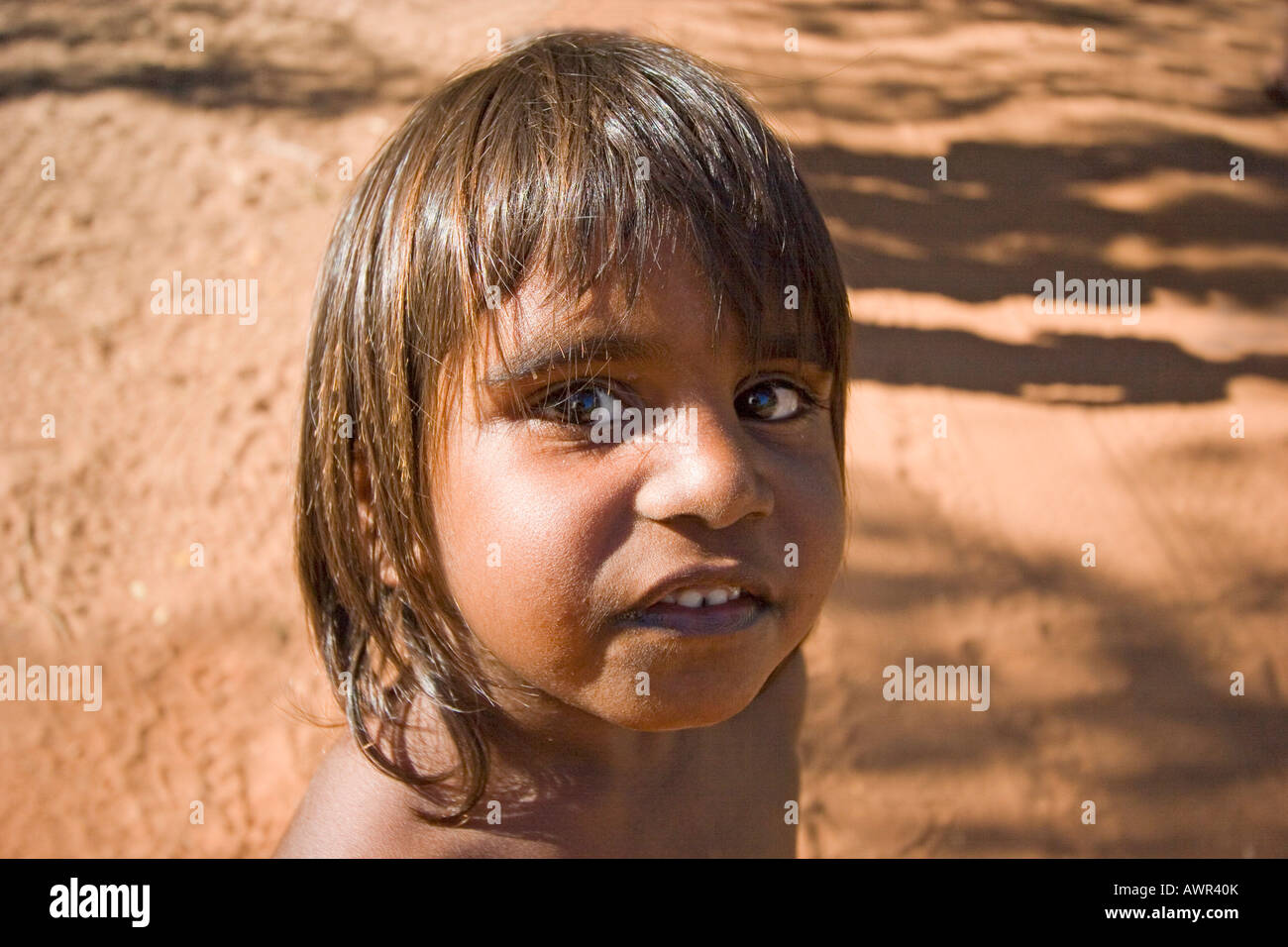 Aborigine child, Lombadina Aborigines Community, Dampier Peninsula, Western Australia, WA, Australia Stock Photo