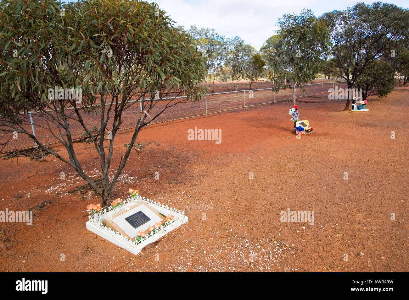Graves, cemetery, Coolgardie, Western Australia, WA, Australia Stock