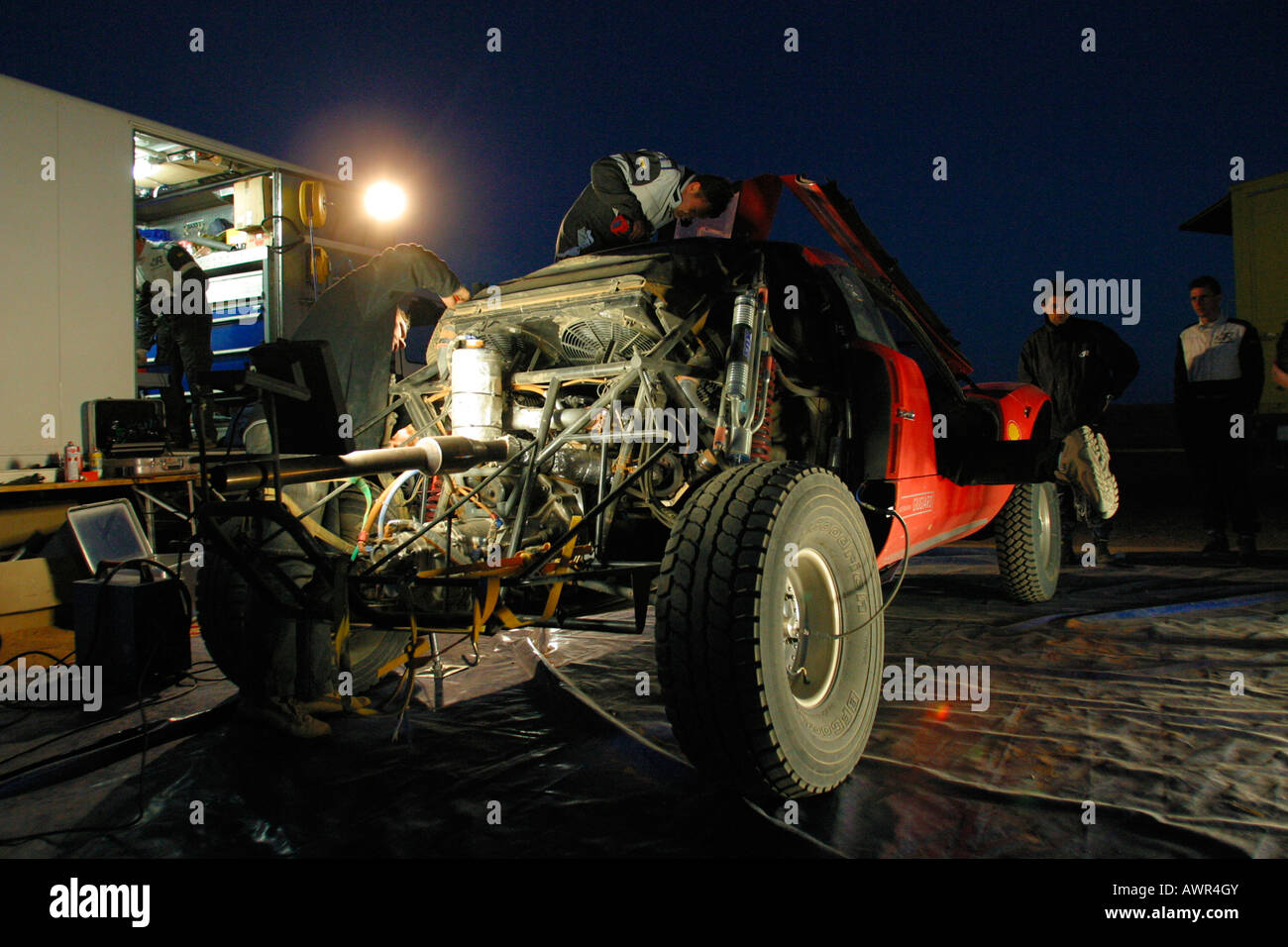 Paris-Dakar, Tarek vehicle, prototype test in Morocco, VW, Africa Stock Photo
