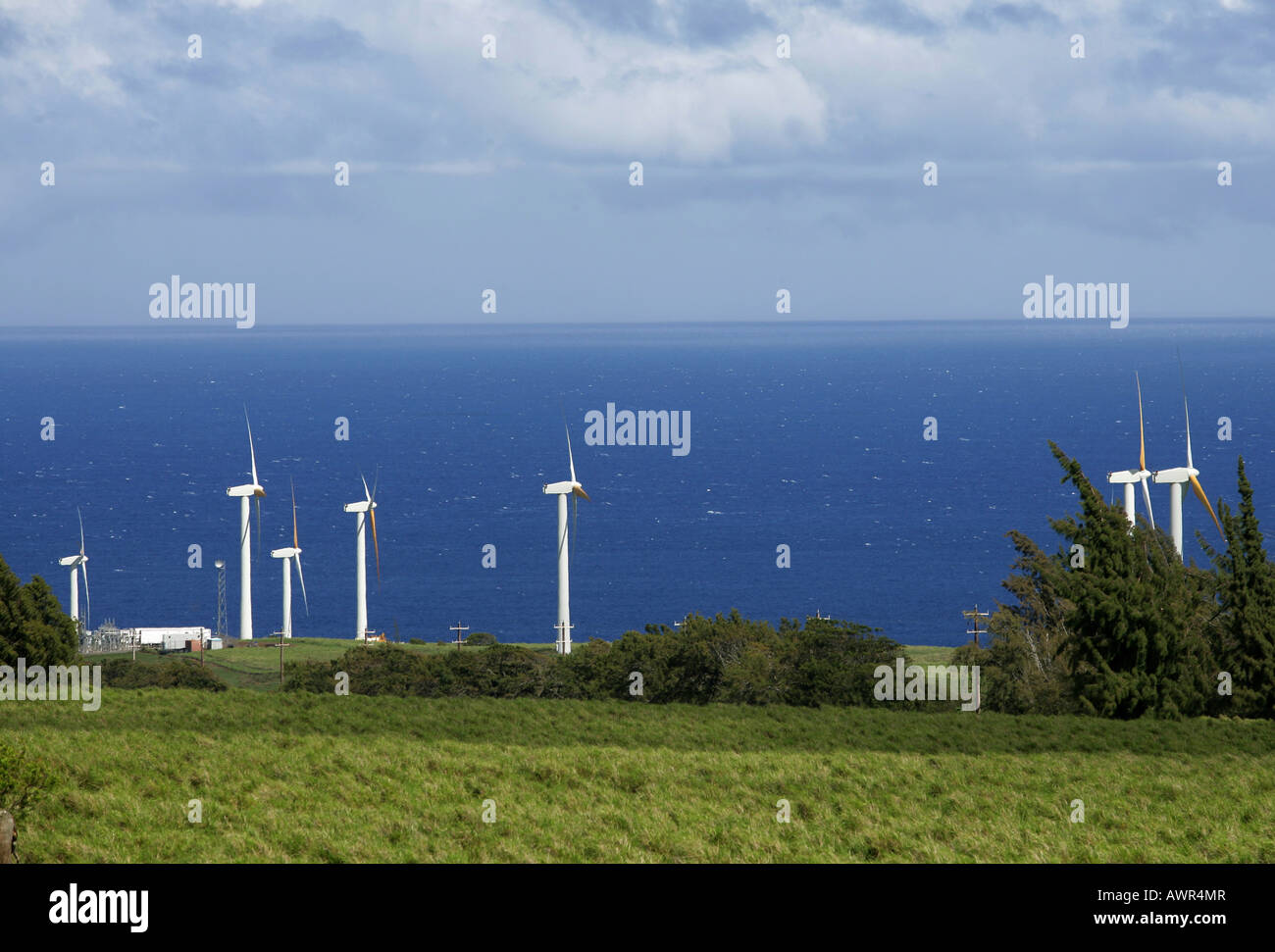 Windmills on Big Island, Hawaii, USA Stock Photo