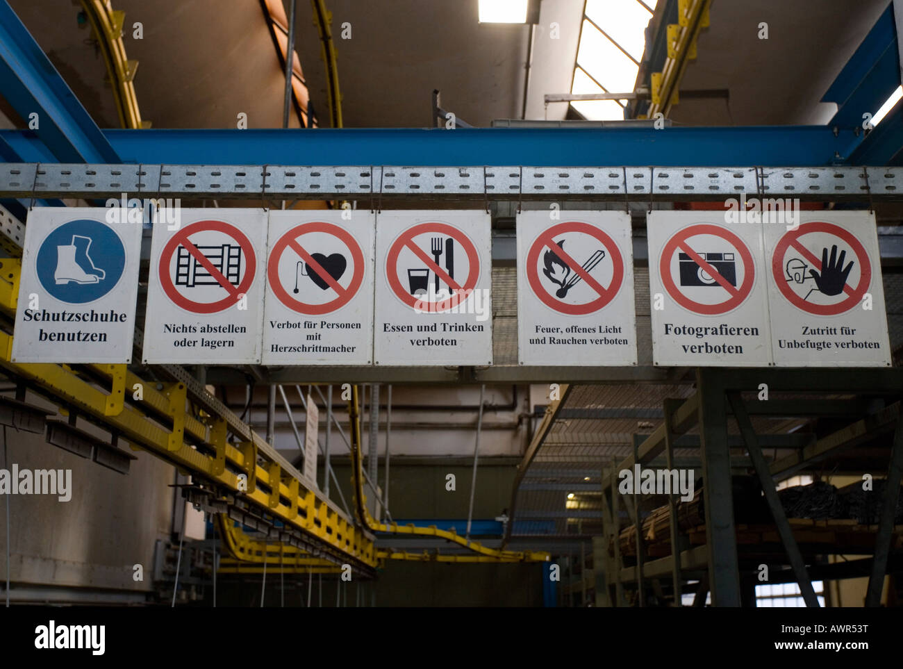Prohibition signs in a manufactory Stock Photo