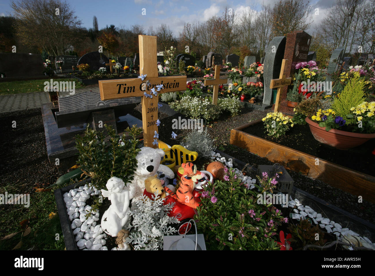Grave of a child at the cemetry of Weissenthurm, rhineland-palatinate, germany Stock Photo