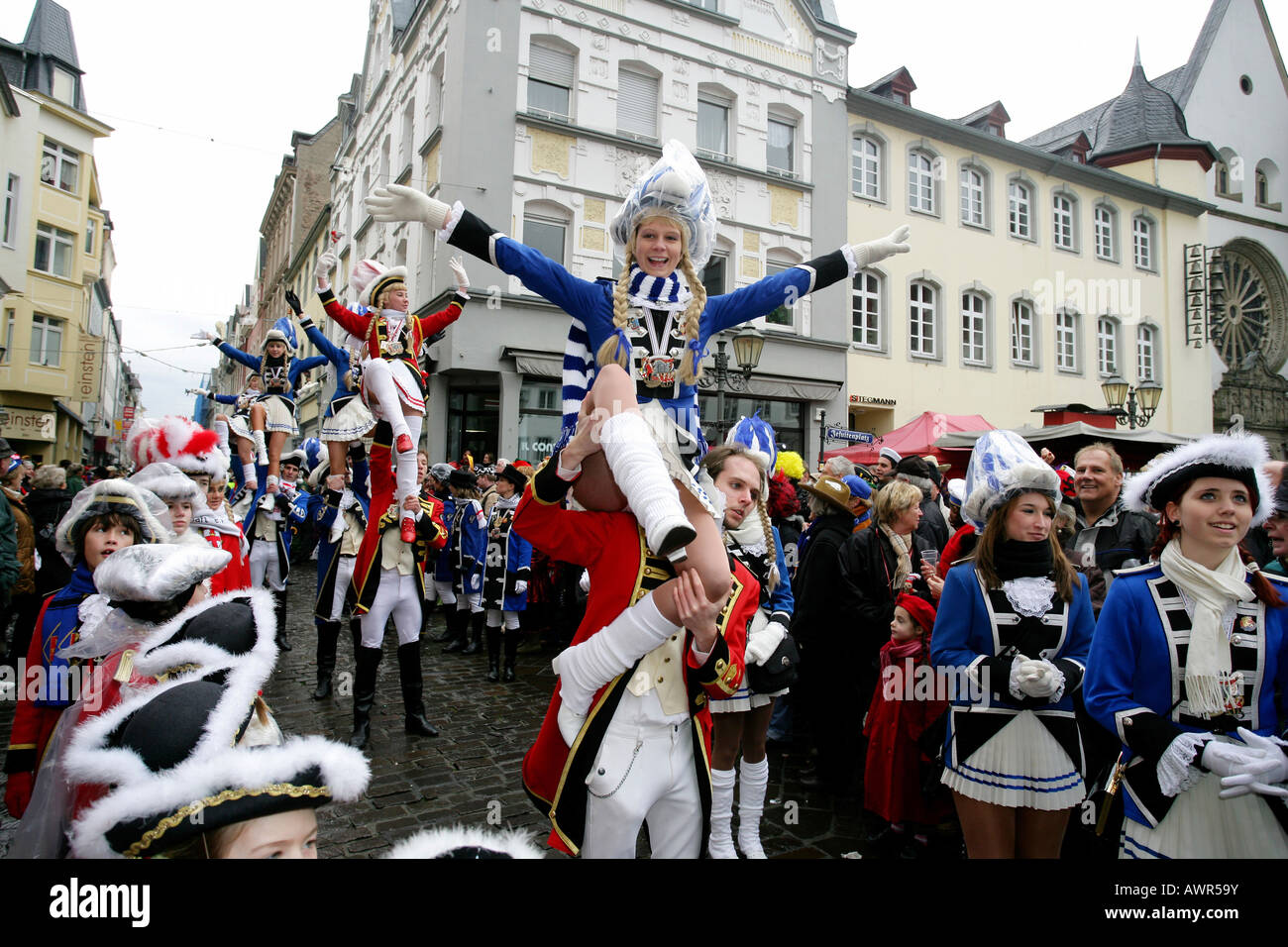Mardi gras parade in Koblenz, Rhineland-Palatinate, Germany: guard Stock Photo