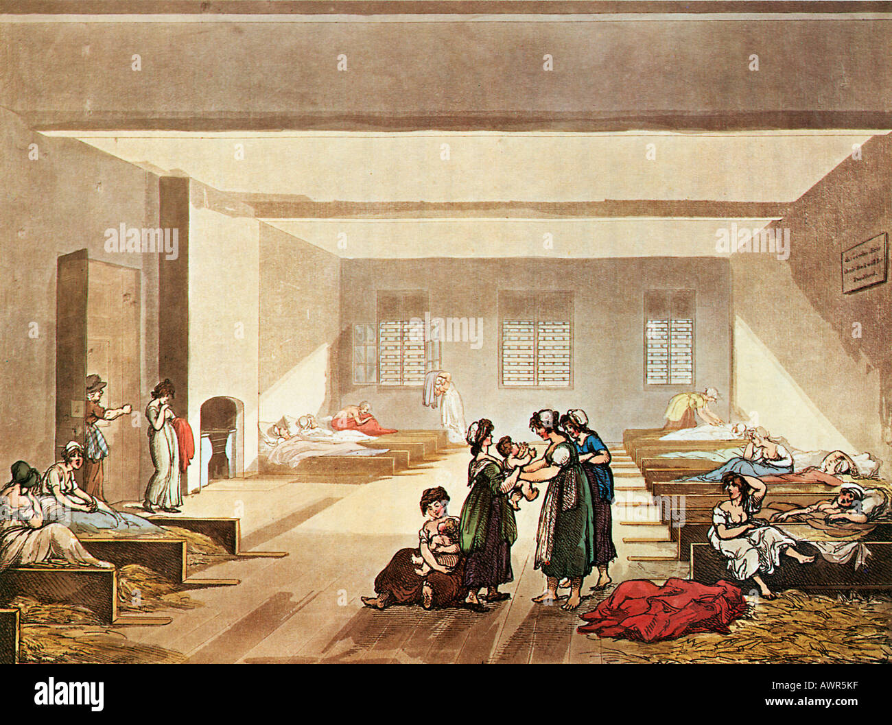 Bridewell Prison Pass Room 1805 from the Microcosm of London illustrated by Rowlandson and Pugin Stock Photo