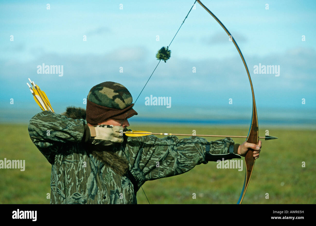 Archer hunting caribou in the arctic, Alaska, USA Stock Photo Alamy