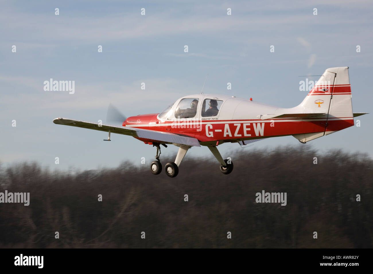 Beagle B121 Series 2 Pup G-AZEW landing at Netherthorpe Airfield Stock Photo