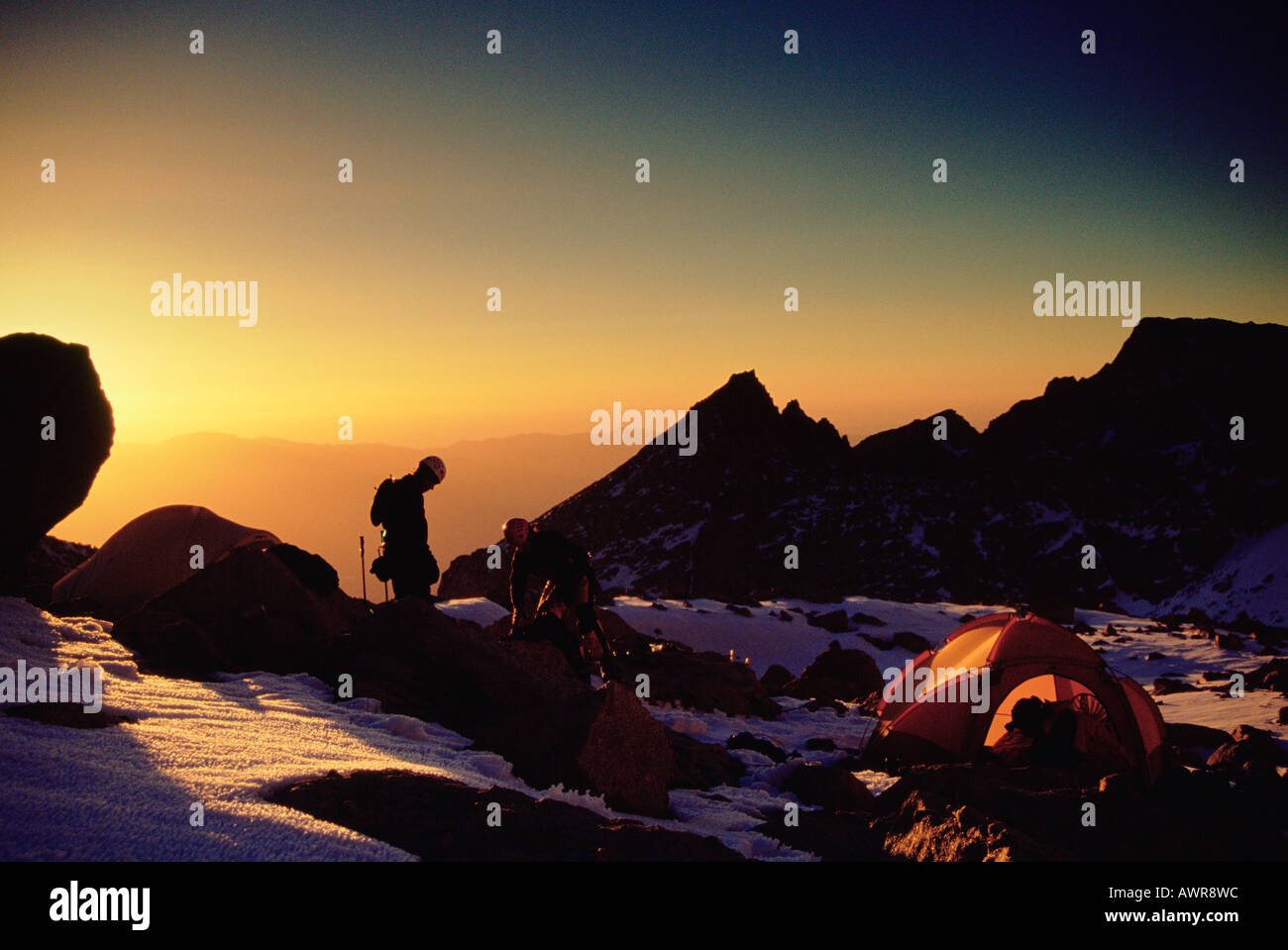 Camp below Mount Whitney the tallest mountain in the lower 48 states