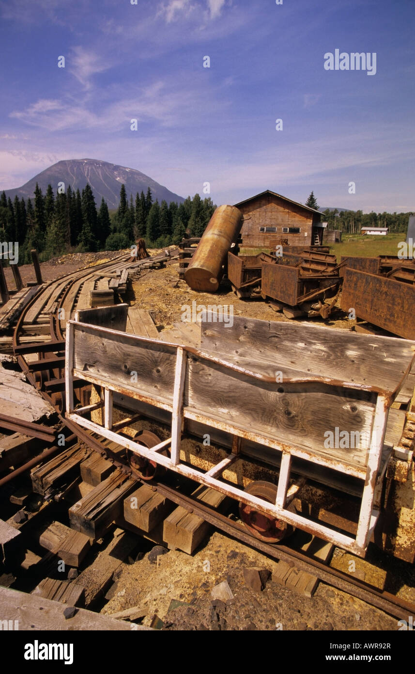 Old mining equipment at Silver Queen mine site Owen Lake near Houston BC Stock Photo