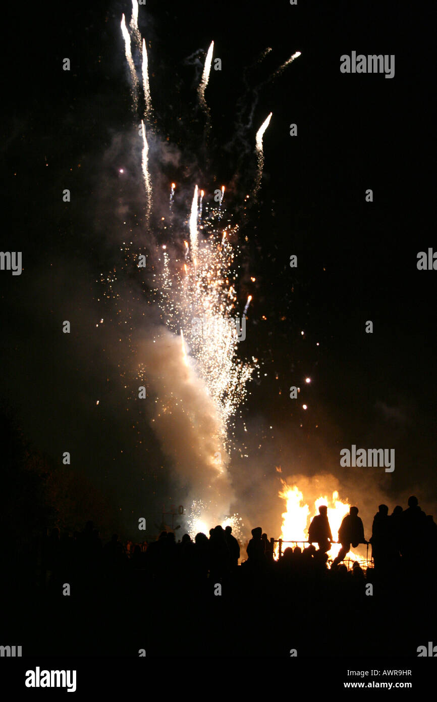 Exploding fireworks, Lewes, England Stock Photo
