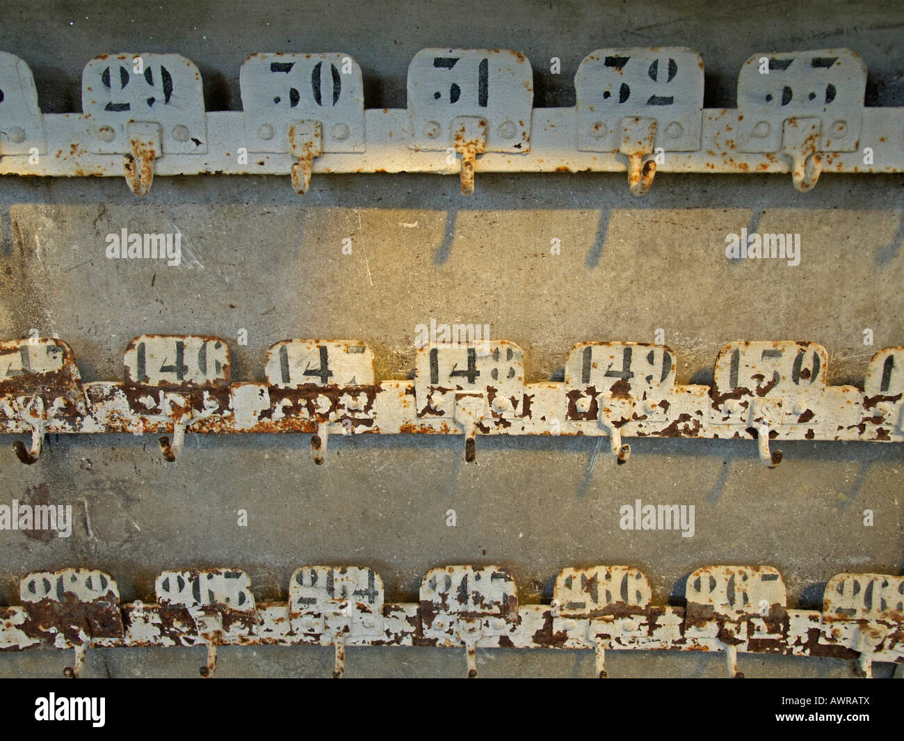 old rusty hooks with numbers Stock Photo Alamy