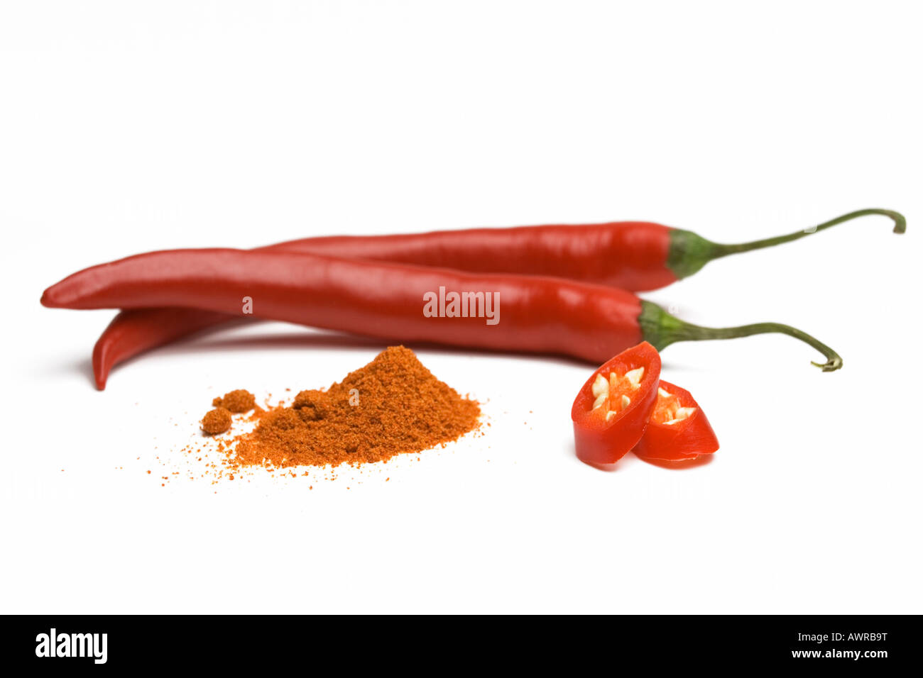 Chili peppers and chili powder Stock Photo Alamy