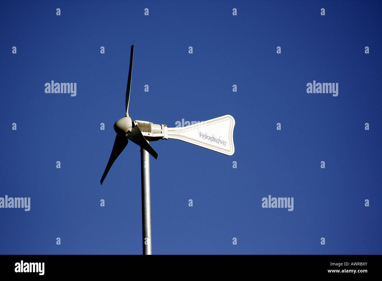 A domestic wind generator on a house in Willenhall, West Midlands, UK Stock Photo
