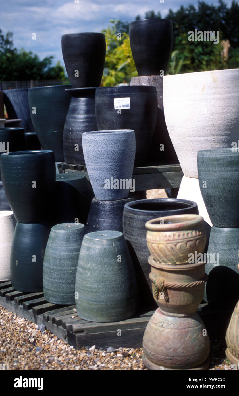 Unglazed stoneware pots Stock Photo Alamy