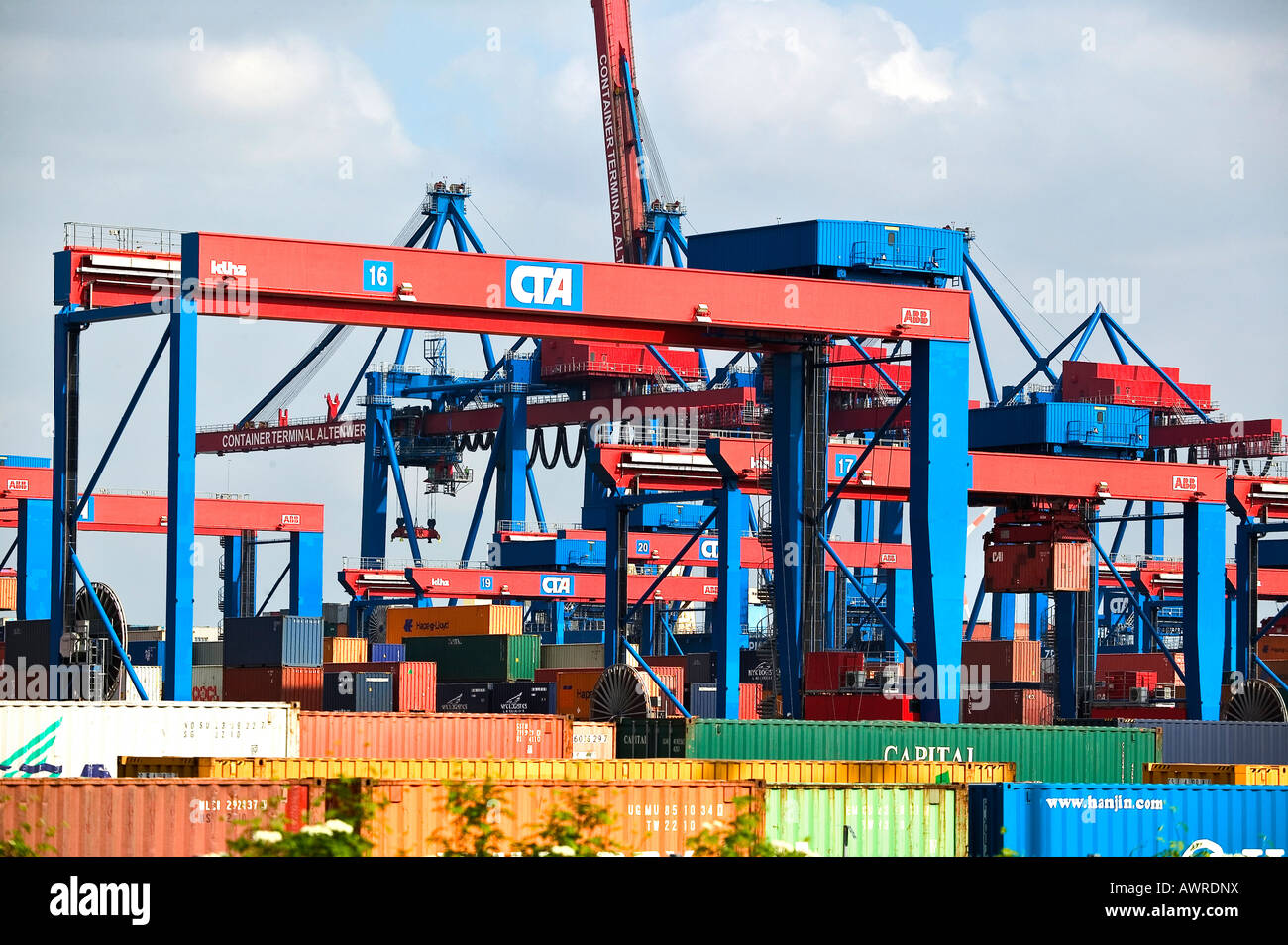 Hamburg Germany Europe City industry industrial Container terminal ...