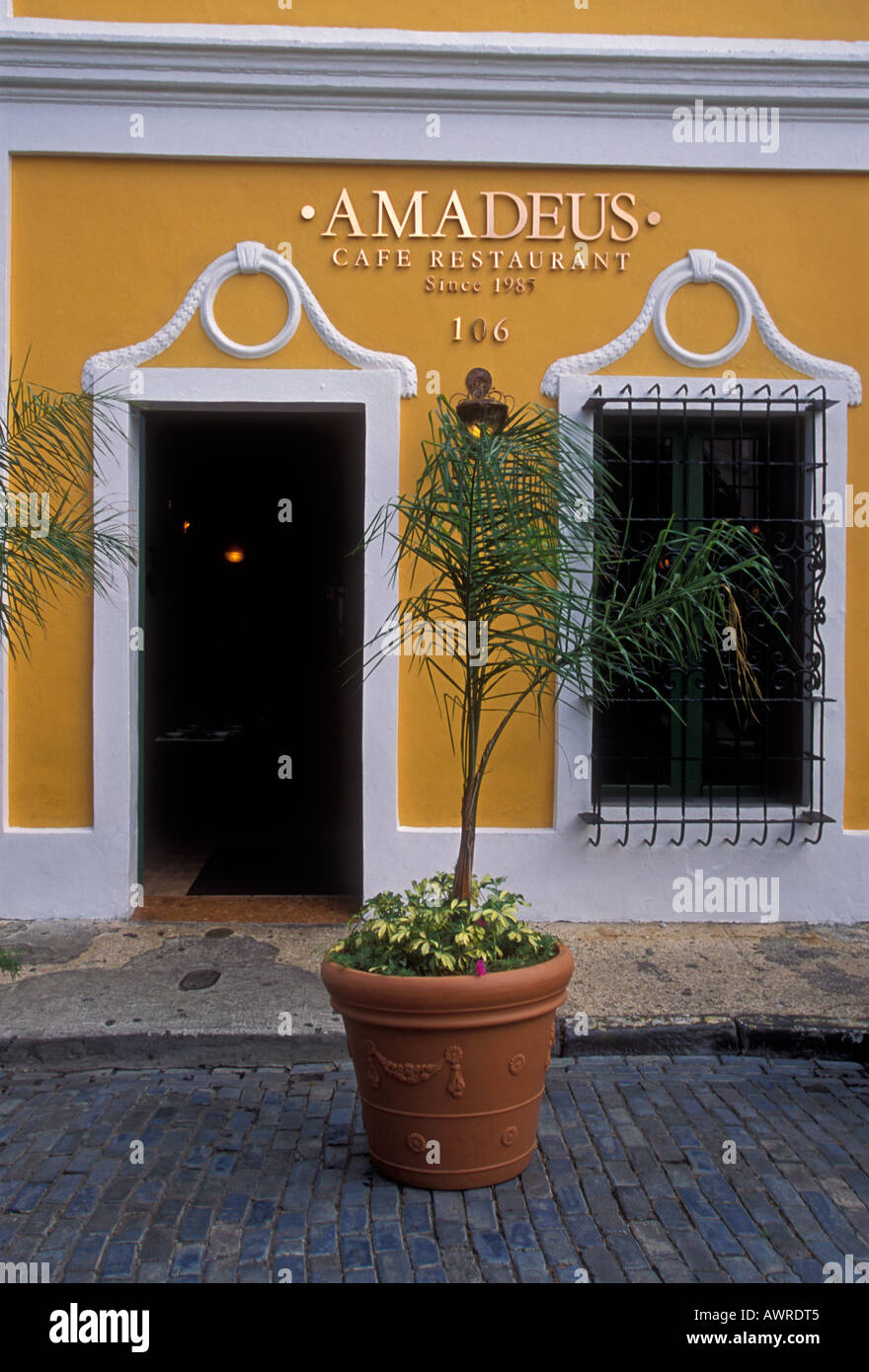 Amadeus Cafe Restaurant, fine dining, dining, Puerto Rican food and drink, food and drink, Old San Juan, San Juan, Puerto Rico, West Indies Stock Photo