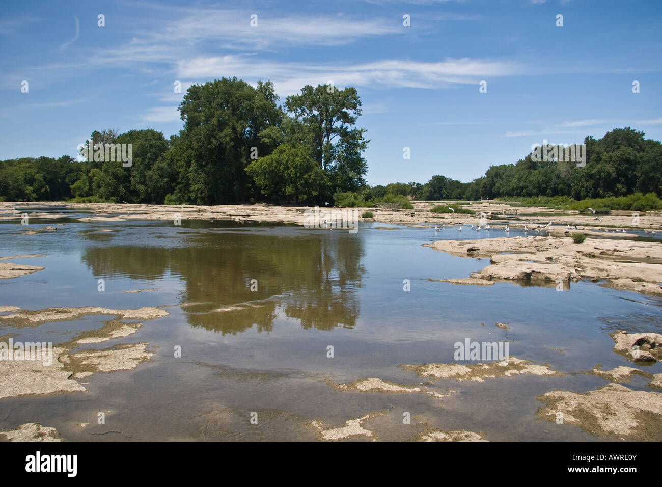 Drought Maumee river in Grand Rapids Ohio USA nobody no not people