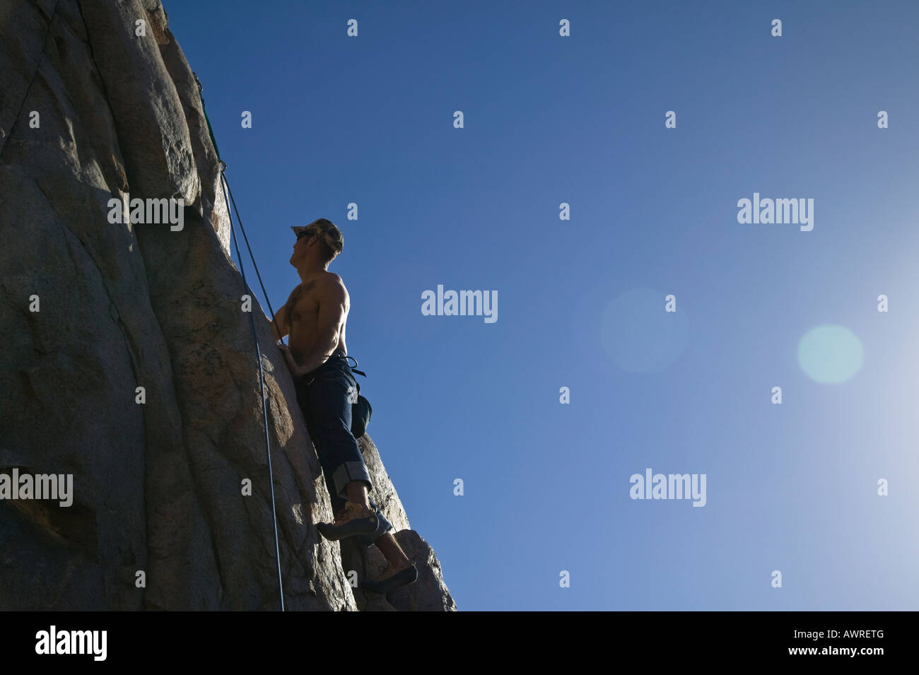 Rock climbers Mission Trails Park, San Diego, California, USA Stock Photo