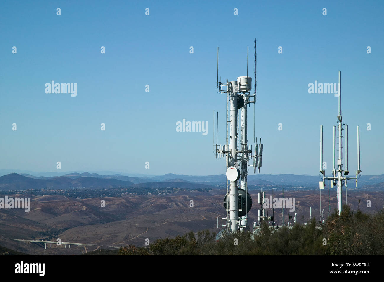 Communication tower and antenna Mission Trails Cowles Mountain San