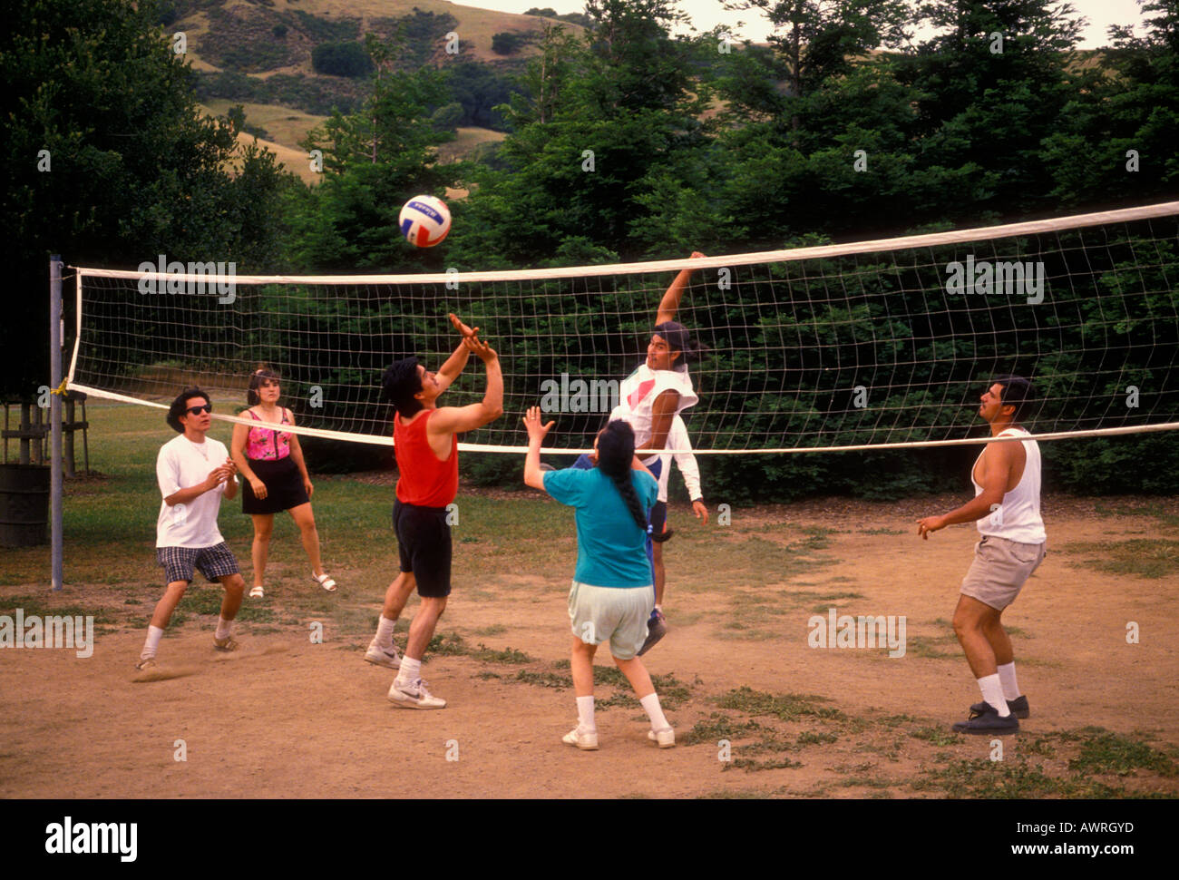 Hispanic people, volleyball players, playing volleyball, Stafford Lake
