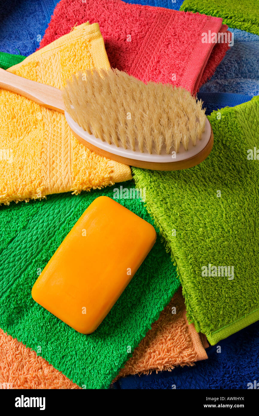 Soap brush and wash clothes Stock Photo Alamy