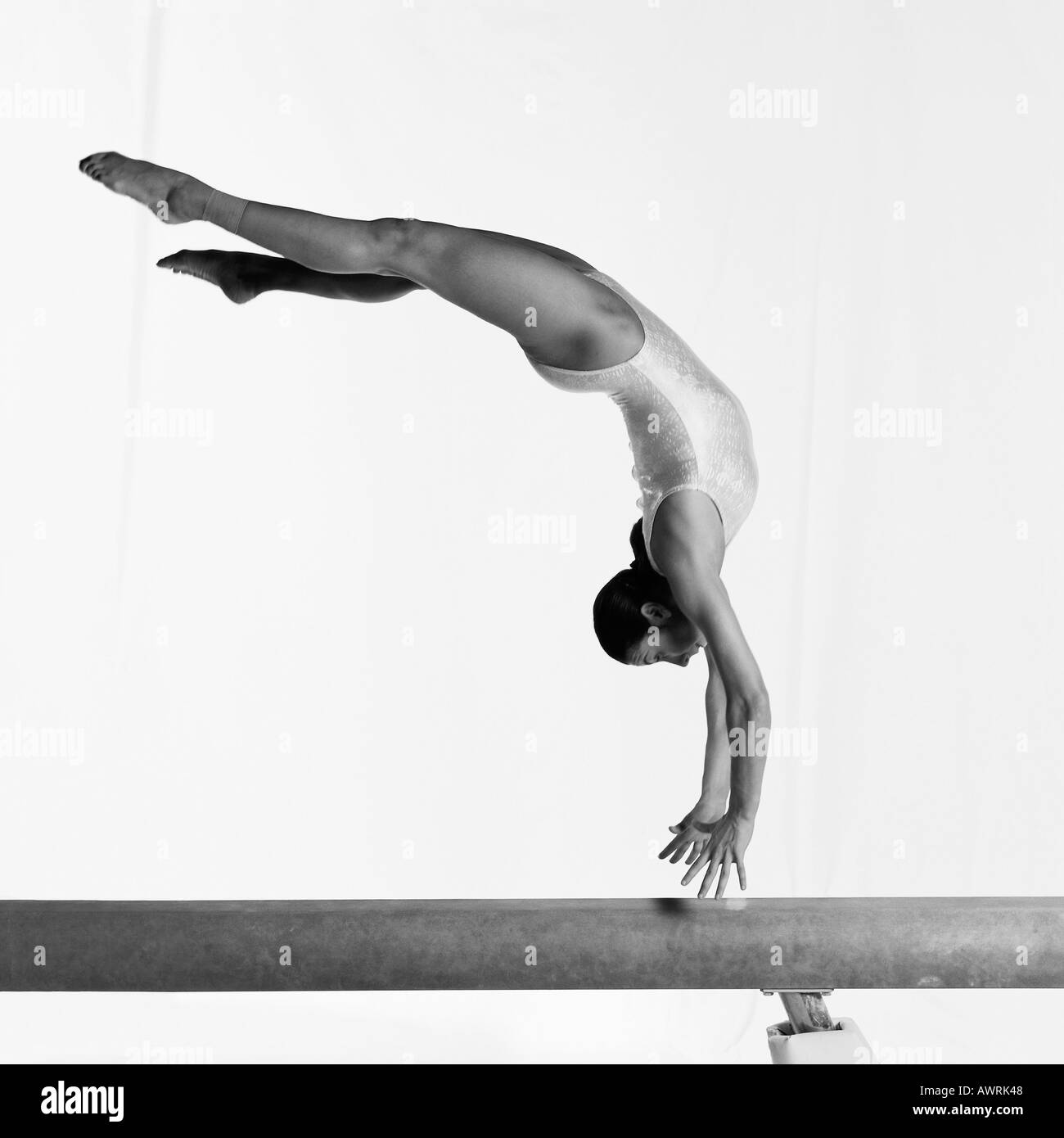 Gymnastics balance beam Black and White Stock Photos & Images Alamy