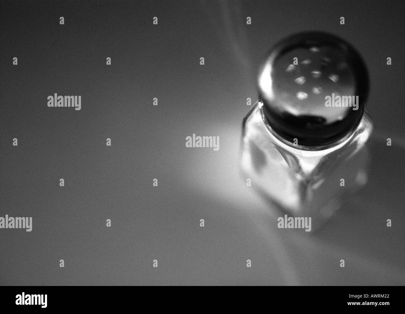 Salt shaker, elevated view, b&w Stock Photo Alamy