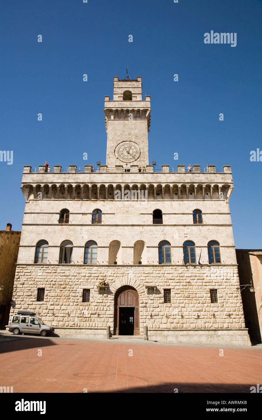 Palazzo del Comune in Piazza Grande Montepulciano Tuscany Italy Stock Photo