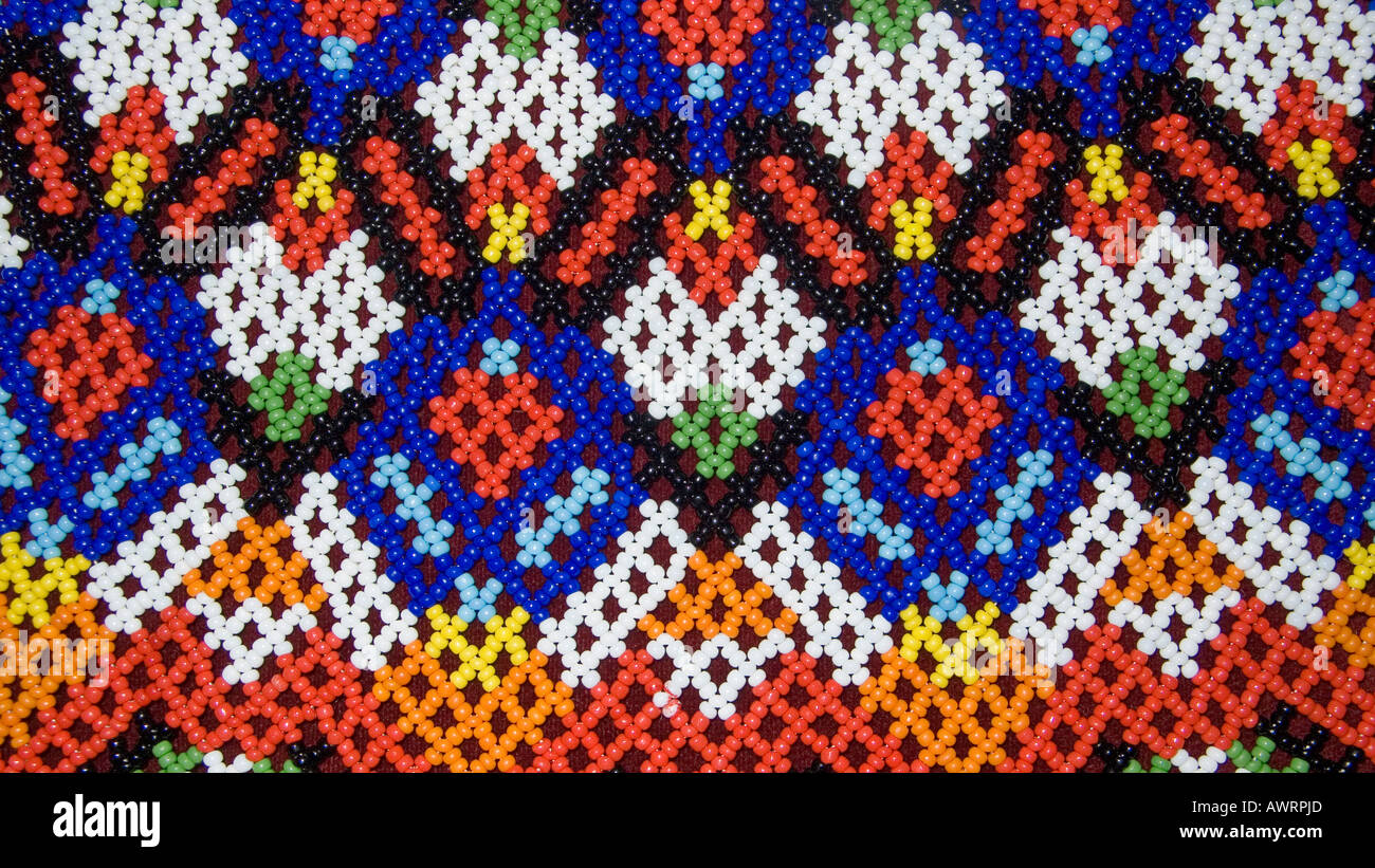 Detail of an Inuit beadwork garment The Inuit inhabit parts of northern Greenland Canada and Siberia Stock Photo