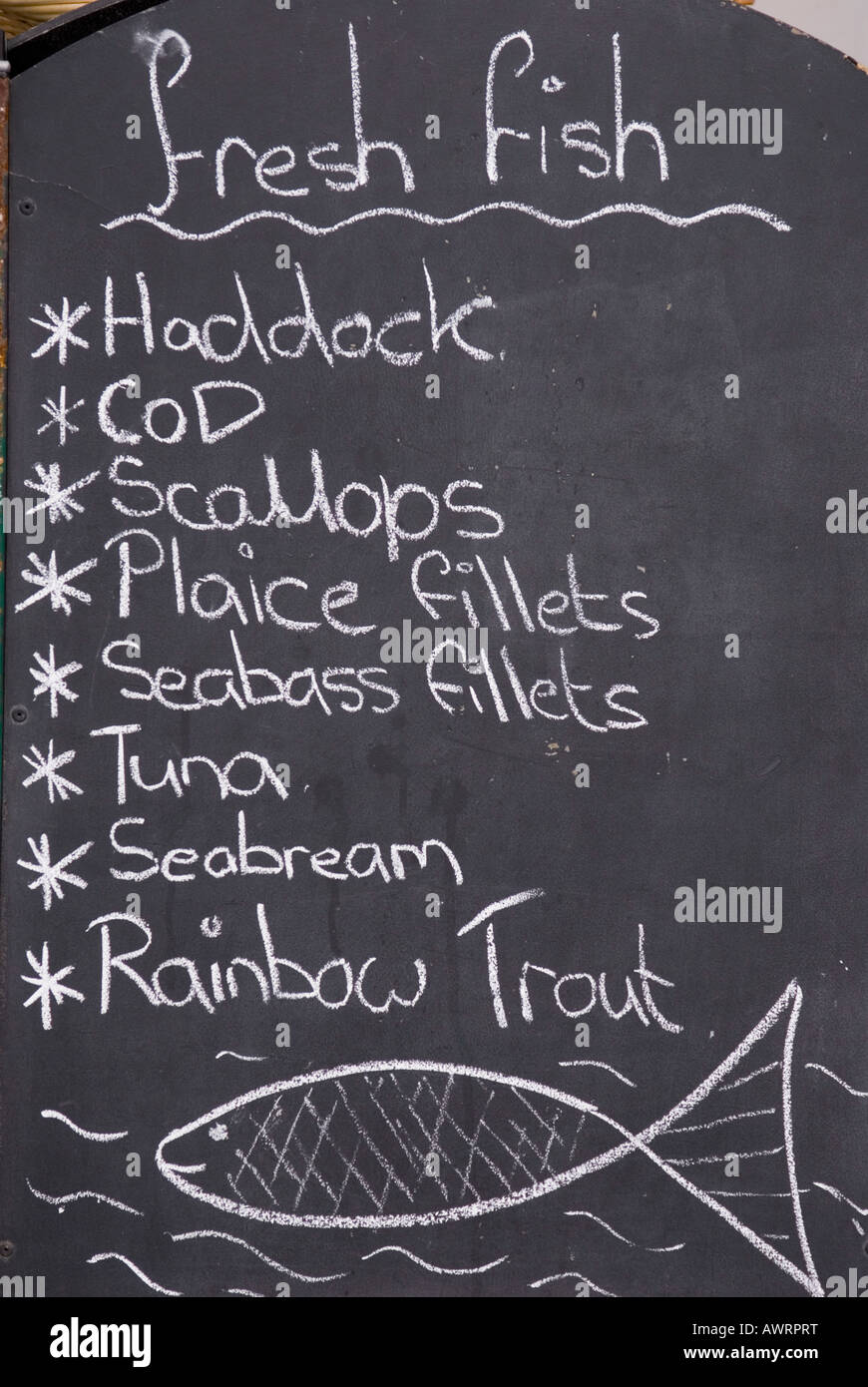 Fresh Fish for sale Sign Stock Photo Alamy