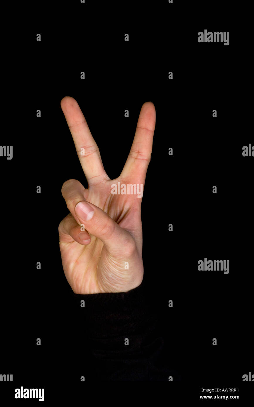 right hand v for victory sign Stock Photo Alamy