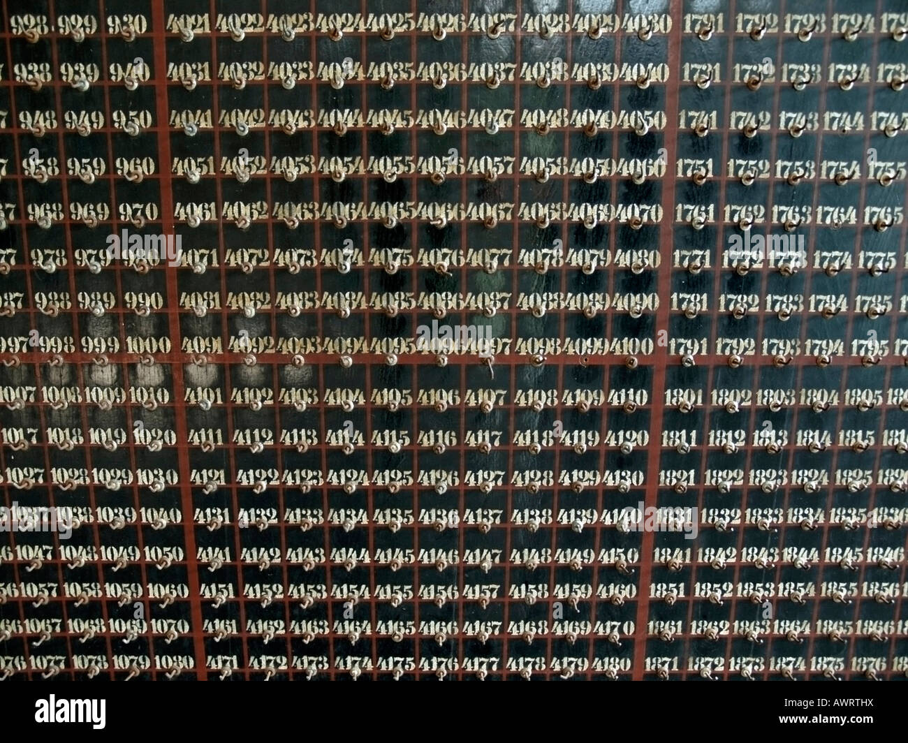 lots of hooks with numbers for drinking mugs in an empty spa Stock