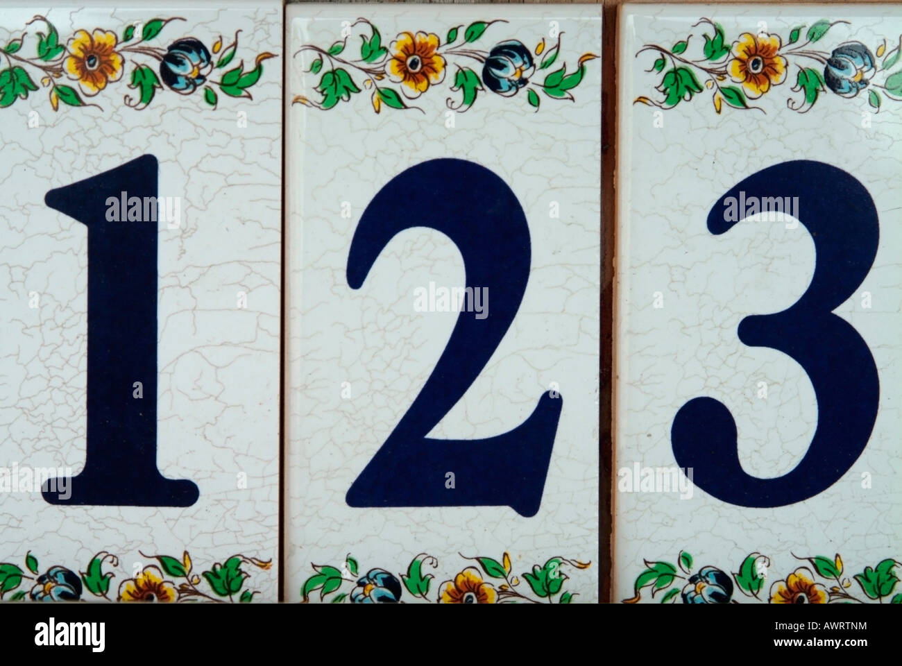House numbers in Ceramic.2x6 In.Two End Tiles.Made/painted By Hand in ItalY 