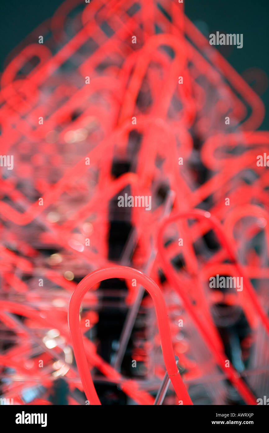 Red neon tube art work on display at London Heathrow Airport terminal 5 Stock Photo Alamy
