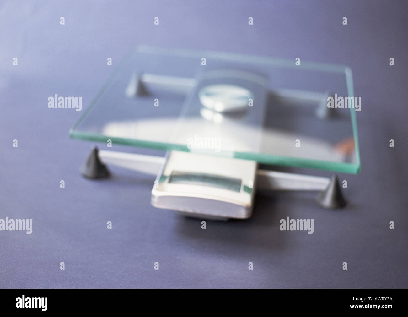 Bathroom scale, closeup, blurred Stock Photo Alamy