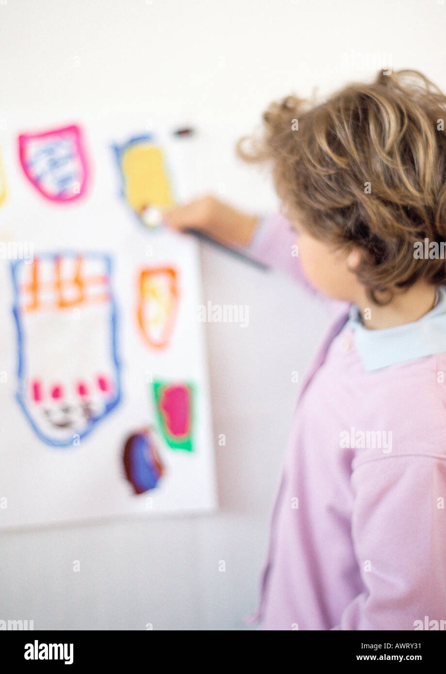 Child drawing, rear view Stock Photo - Alamy
