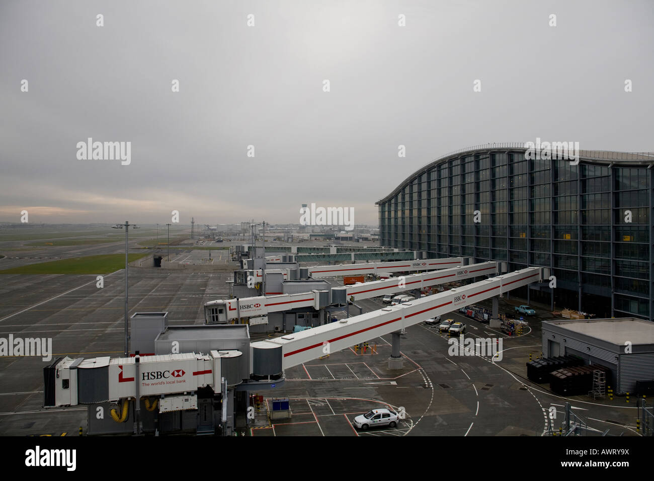 London Heathrow Airport Terminal 5 dedicated to service British Airways Stock Photo