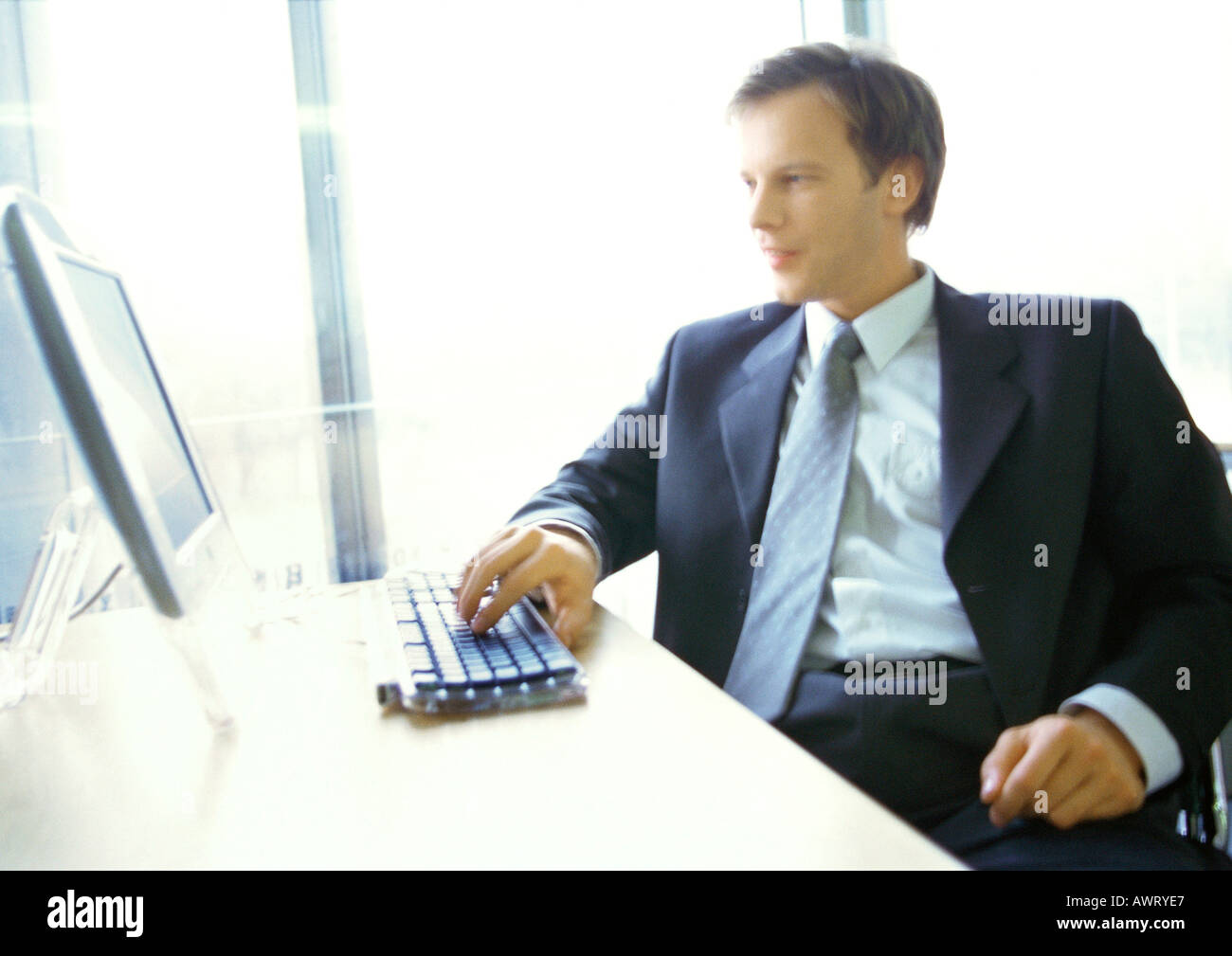 Businessman working on computer Stock Photo
