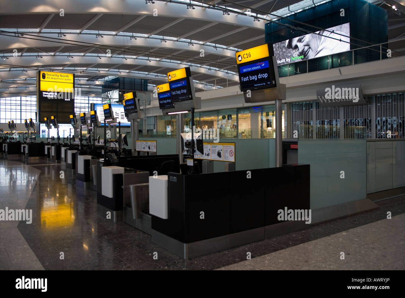 British Airways fast bag drop desks at London Heathrow's new Terminal 5 Stock Photo