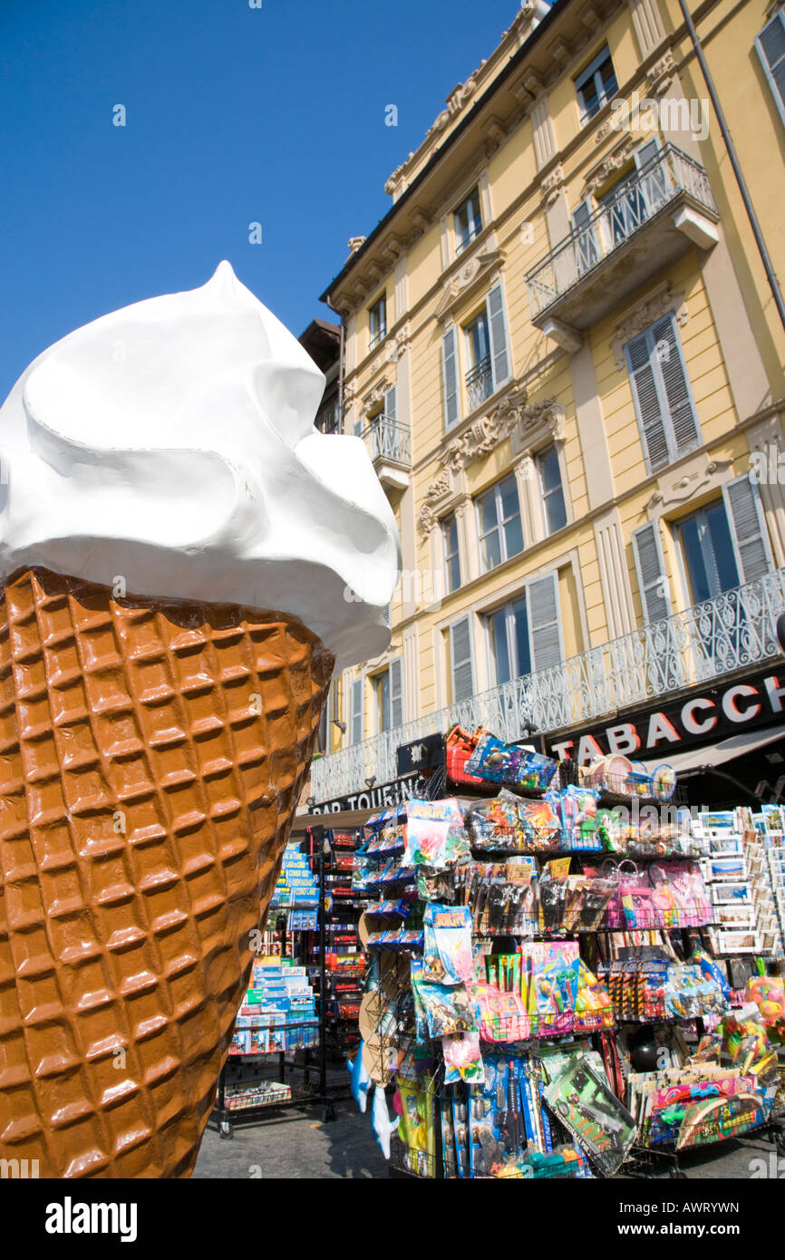 Giant ice cream cone Como Lake Como Italy Stock Photo