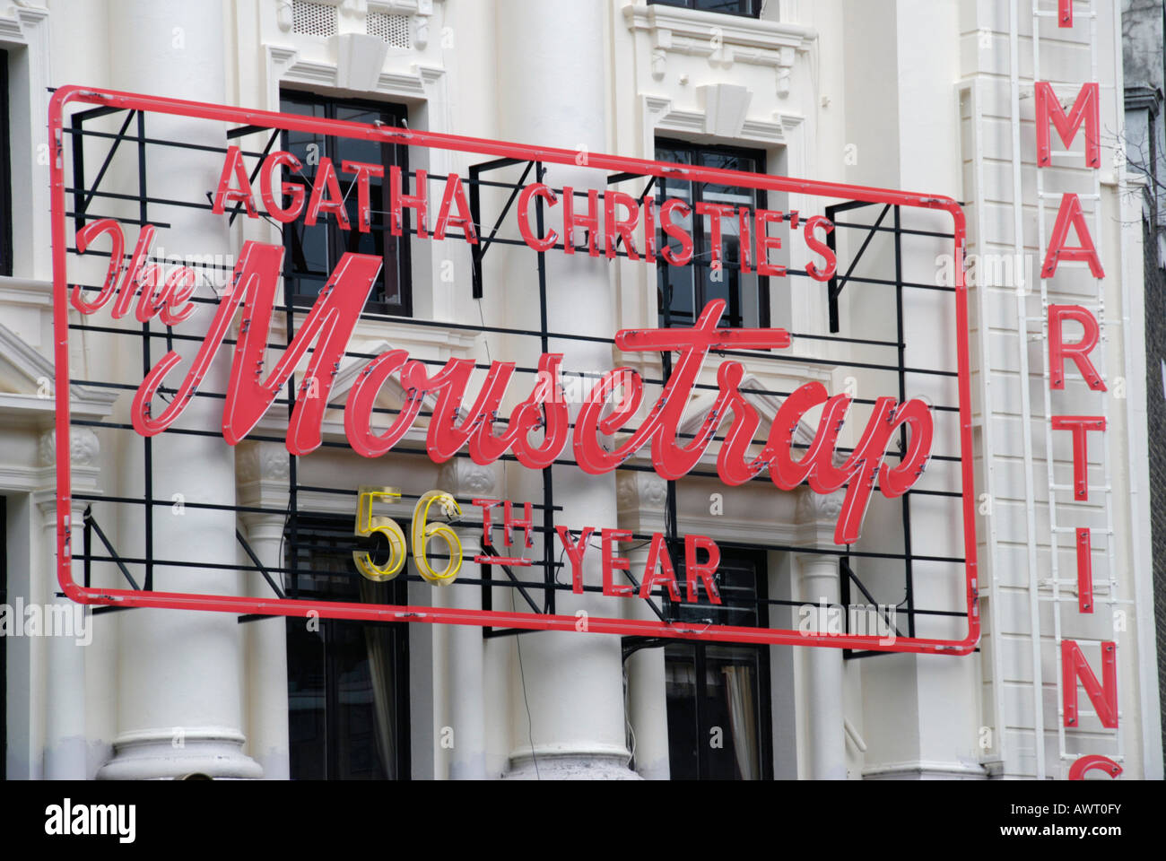 Sign advertising Agatha Christie's The Mousetrap on exterior of St ...
