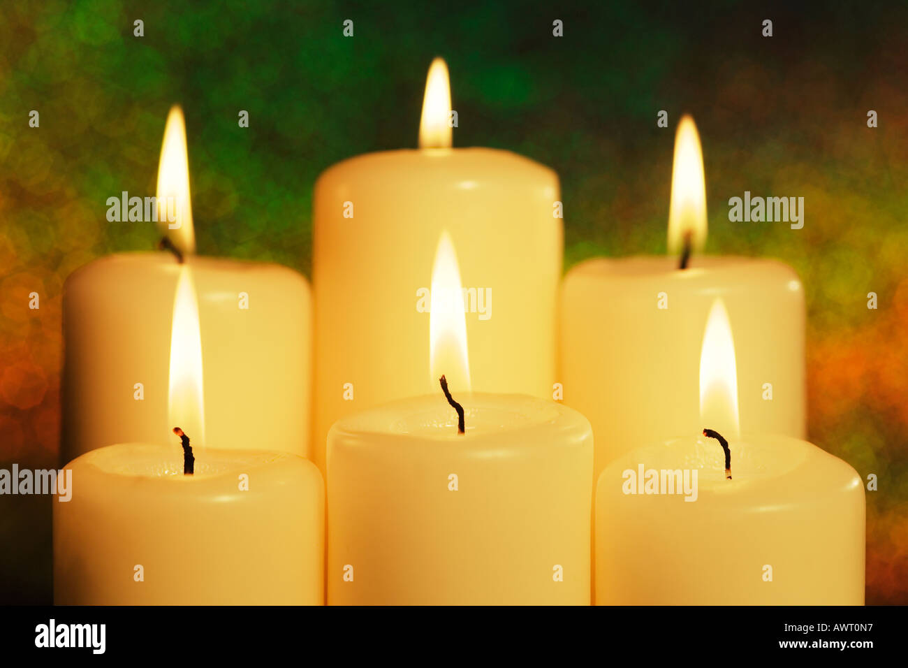 Burning white candles Stock Photo Alamy