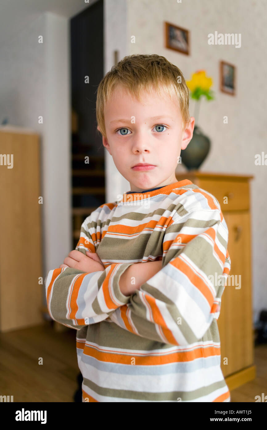 A defiant four years old boy Stock Photo Alamy
