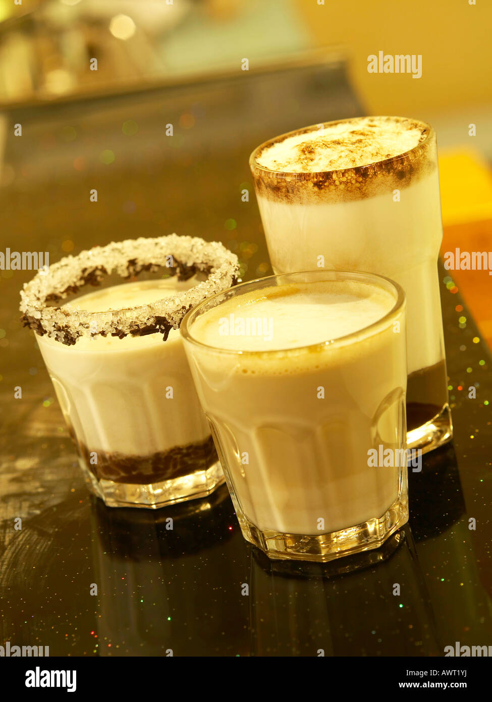 Hot drinks with Cafe Background Stock Photo Alamy