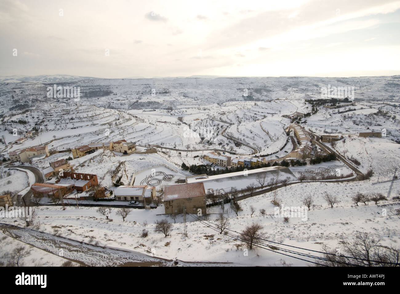Snow in Morella (CastellonSpain Stock Photo Alamy