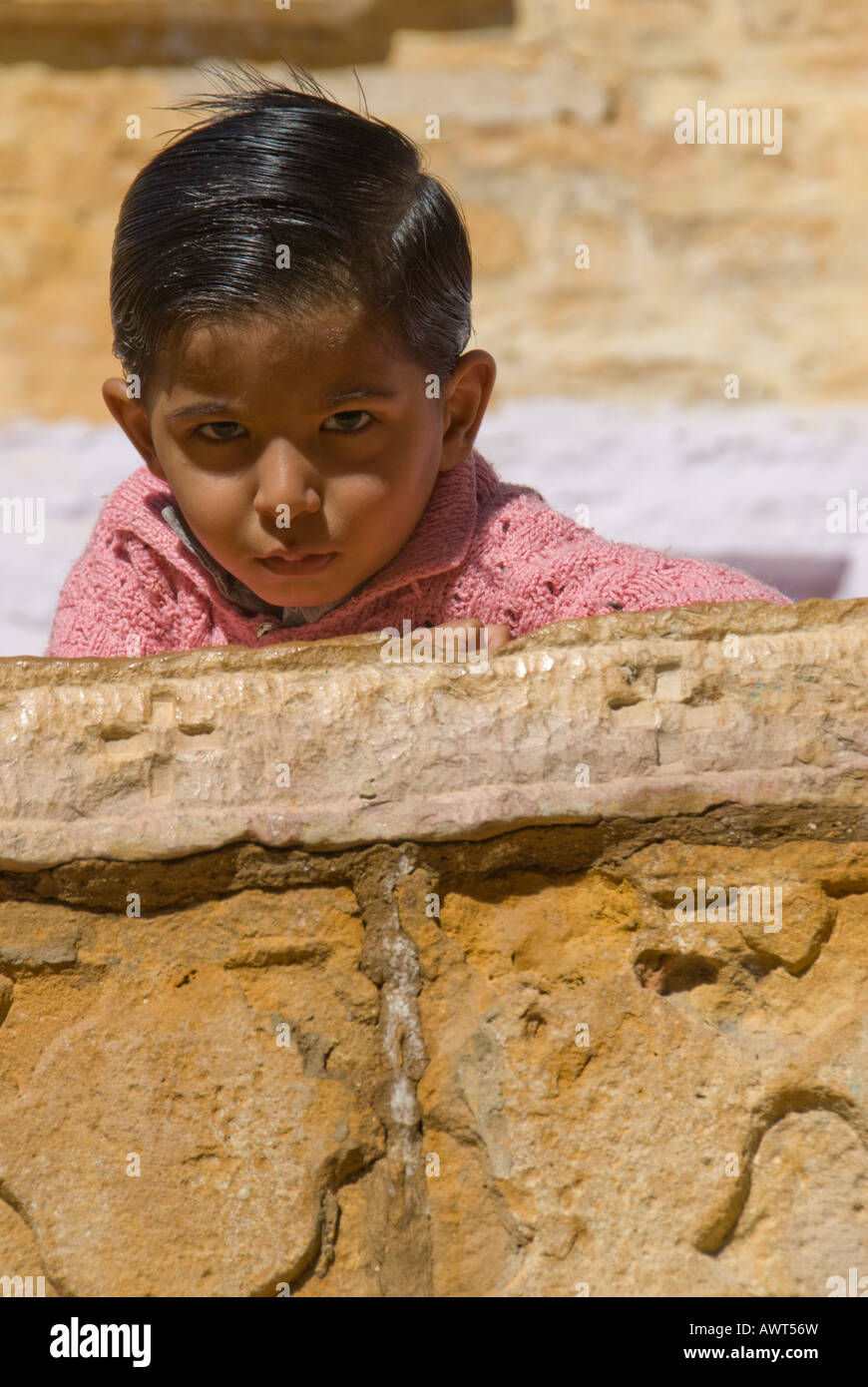 Portrait of a young Rajasthani girl in Jaisalmer, India. Stock Photo