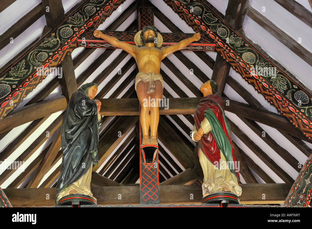 Jesus Chist on Cross St Edwards New Church Build 1903 Kempley Newent Gloucestershire Stock Photo