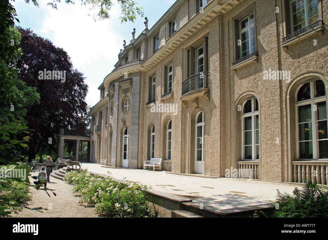 A close up view of the eastern aspect of the Wannsee Villa on the edge of Berlin, Germany. Stock Photo